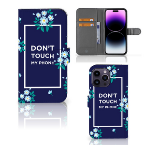 iPhone 15 Pro Max Portemonnee Hoesje Flowers Blue DTMP