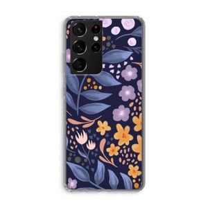 Flowers with blue leaves: Samsung Galaxy S21 Ultra Transparant Hoesje