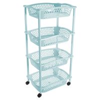 Keuken opberg trolleys/roltafels met 4 manden 86 cm lichtblauw