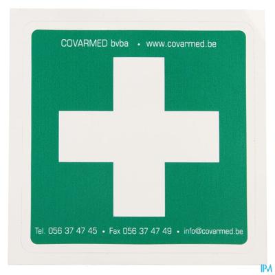 Sticker Groen Wit Kruis Ehbo 10x10cm