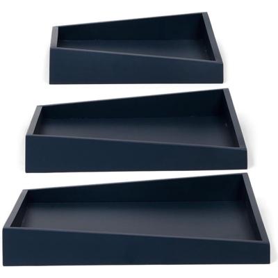Senza asymmetrische houten dienbladen 3 stuks blauw