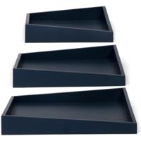 Senza asymmetrische houten dienbladen 3 stuks blauw