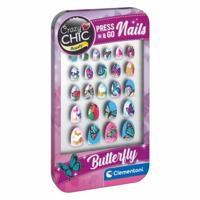 Clementoni crazy chic press & go nagels - vlinders