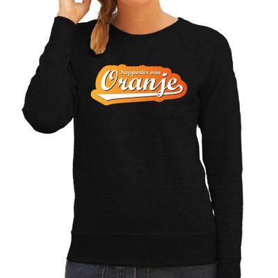 Zwarte sweater / trui Holland / Nederland supporter van oranje EK/ WK voor dames Zwarte sweater / trui Holland / Nederland supporter van oranje EK/ WK voor dames