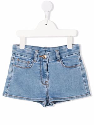 Chiara Ferragni Kids short en jean à détail de patch - Bleu