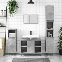 Badkamerkast 80x33x60 cm bewerkt hout betongrijs - thumbnail