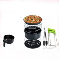 7 in 1 lucht friteuse accessoires 7-delige set voor 3.5-5.8 QT type bakwagen dubbellaagse Grill (zwart)