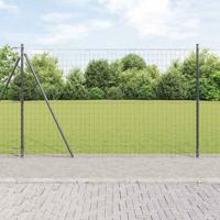 VidaXL Hek met paal grijs 1,4 x 10 m staal en pvc