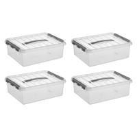 Q-line opbergbox 10L - Set van 4 - Transparant/grijs - thumbnail