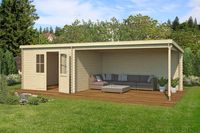 Outdoor Life St. Blokhut 681x292 cm 28 mm vuren blank- Lessenaarsdak- Onbehandeld vurenhout- Outdoor Life