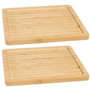 Serveerplankje voor hapjes/fingerfood  - 2x - 25 x 25 cm - bamboe hout - borrelplank - tapasplank