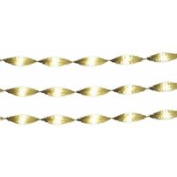 3x Gouden crepepapier slingers 6 meter - Feestslingers