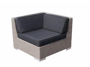 Hoekdeel voor de Loungeset Londen - Geborsteld grijs- Plat vlechtwerk