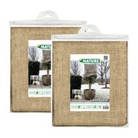 Plantenhoes jute - 2x stuks - H150 x D125 cm - naturel - met trekkoord - anti-vorst beschermhoes