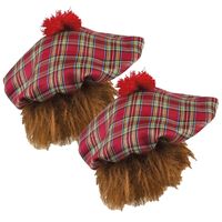 4x stuks Schotse verkleed pet rood met haar