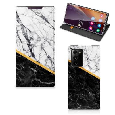 Samsung Galaxy Note 20 Ultra | Standcase | Marmer Wit Zwart - Origineel Cadeau Man