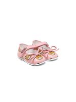 Moschino Kids ballerines en cuir à logo - Rose - thumbnail