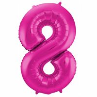 Cijfer 8 ballon roze 86 cm   - - thumbnail