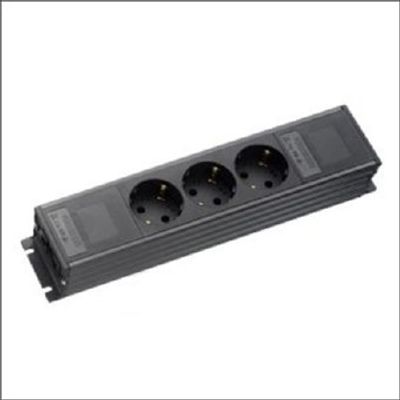 Spanningsblok 3 stopcontacten zwart 1154/3-1 3V AC166 aansluiting koppelbaar