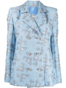 Macgraw blazer croisé Circa 72 à fleurs en jacquard - Bleu