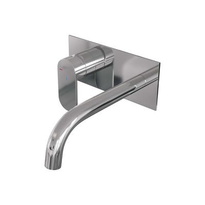 Inbouw Wastafelmengkraan Brauer Chrome Edition Coldstart Gebogen Uitloop Platte Hendel Links Chroom Met Afdekplaat