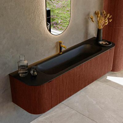 Badmeubel Mondiaz Kurve | 170 cm cm | Meubelkleur Ruby | Wastafelkleur Urban | Solid surface | Wasbak midden spoelbak | 1 kraangat