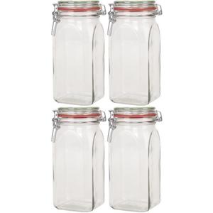 Weckpot - 4x stuks - 1500 ml - 1,5L - inmaakpot - met rubberen ring