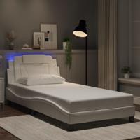 Bedframe met LED-verlichting kunstleer wit 100x200 cm