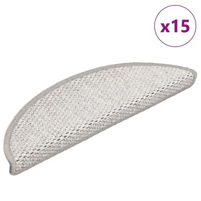 VidaXL Trapmatten zelfklevend 15 st sisal-look 56x17x3 cm platinakleur