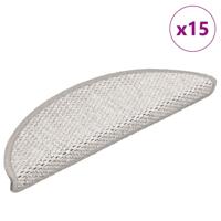 VidaXL Trapmatten zelfklevend 15 st sisal-look 56x17x3 cm platinakleur
