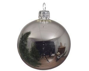 1 Glazen kerstbal glans 15 cm zilver - Decoris