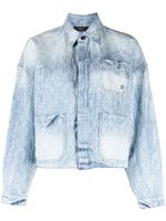 AMIRI veste en jean délavé à motif monogrammé - Bleu - thumbnail