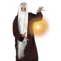 Verkleed witte tovenaars pruiken met baard voor volwassenen   - - thumbnail