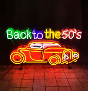 Back to the Fifties Hot Rod Neon Met Achterplaat 81 x 48 cm