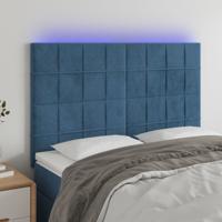 Hoofdbord LED 144x5x118/128 cm fluweel donkerblauw