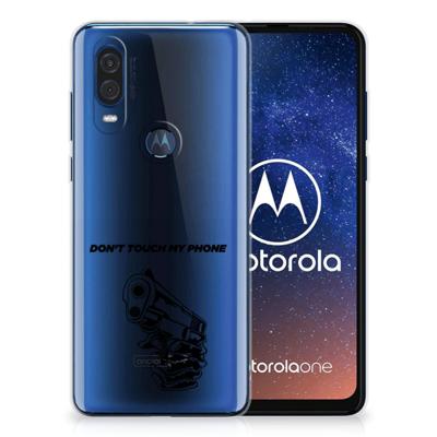 Motorola One Vision Silicone-hoesje Gun Don't Touch My Phone Motorola One Vision Silicone-hoesje Gun Don't Touch My Phone