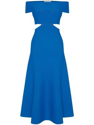 Alexander McQueen robe évasée à épaules dénudées - Bleu