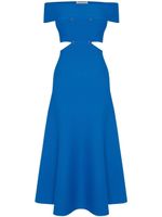 Alexander McQueen robe évasée à épaules dénudées - Bleu