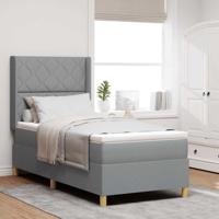 Boxspringbed met matras Lichtgrijs 90 x 190 cm Stof