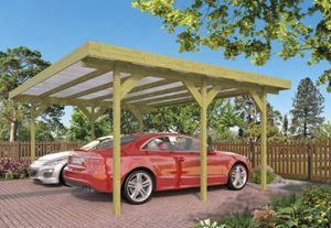 Aanbieding Dubbele carport 600x500 cm- Plat dak- Geïmpregneerd vurenhout- Tuindeco