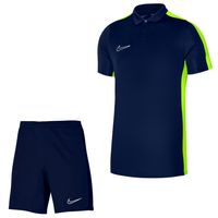 Nike Dri-FIT Academy 23 Polo Trainingsset Kids Donkerblauw Geel Wit - thumbnail