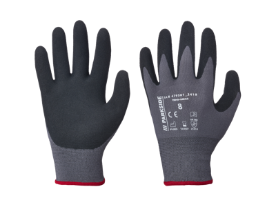 PARKSIDE Latex werkhandschoenen (Zwart/rood, 8)