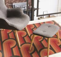 Vinyl vloerkleed oranje knoop uit de jaren 70