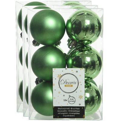 36x stuks kunststof kerstballen groen 6 cm glans/mat