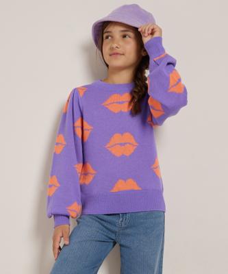 jacquard trui met lippendessin