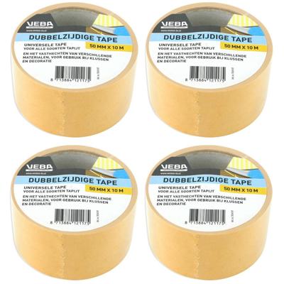 Dubbelzijdige tape - 4x - tapijttape - 50 mm x 10 m - Bruin - Universeel - Dubbelzijdig tapijt plakb