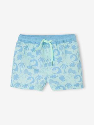 Bedrukte zwemshort voor babyjongens turquoiseblauw