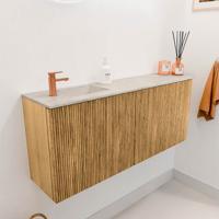 Toiletmeubel Mondiaz Joya Dlux | 101.6 cm | Meubelkleur Oak | Faye wastafel Ostra Wasbak Links | 1 kraangat