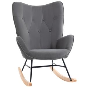 HOMCOM schommelstoel met stalen frame gestoffeerde relaxstoel fauteuil stoel woonkamer fauteuil lounge met gestoffeerde zitting fluweelzacht polyester