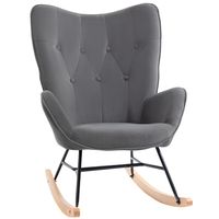 HOMCOM schommelstoel met stalen frame gestoffeerde relaxstoel fauteuil stoel woonkamer fauteuil lounge met gestoffeerde zitting fluweelzacht polyester - thumbnail